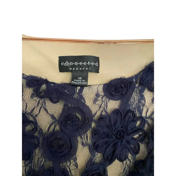 Connected Apparel Women's Black ruched floral Sheath Dress Size 10 - Picture 2 of 5